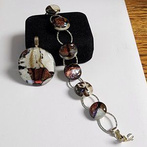 Allie Cat Mocha Latte Pendant/Bracelet Set